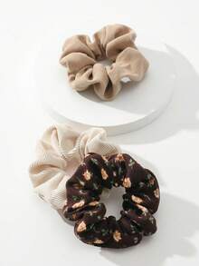 Bộ 3 dây buộc tóc bằng vải nhung kẻ họa tiết hoa độc đáo dành cho nữ, thích hợp cho ngày Valentine, kiểu dáng scrunchy, buộc tóc đuôi ngựa, phụ kiện tóc co giãn, làm đẹp tại nhà. - Nhiều màu - Xem 4