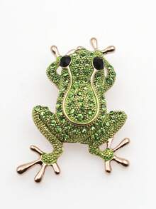 1pc Creative Colorful Rhinestone Frog Brooch Accessory, Suitable For Summer, Parties, Gatherings, Vacations, Great Gift For Friends Halloween Accessories Teachers Day - Green - View 1