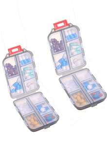 1 件旅行药丸收纳盒，10 个隔层用于存放旅行药物，便携式可折叠小药盒，日常药品容器，适用于存放药片、珠宝、配件，可放入旅行包或口袋中