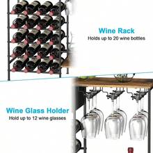 MOOACE Wine Rack Freestanding Floor Wine Bar Cabinet With Wine Storage And Glass Holder Mini Home Bar For Liquor Cabinet Coffee Bar Storage For Kitchen Dining Room Living Room - 棕色 - 查看 3