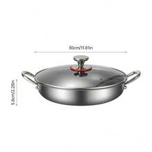 高品质不锈钢炒锅，带玻璃盖不粘锅，平底锅，三层不锈钢，304 不锈钢