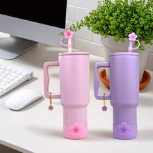 1 Set Accessori per Borraccia in Silicone con Fiore di Begonia 3D, Tappo Cannuccia da 10mm/0,39 pollici a Forma di Fiore di Begonia, Ciondolo a Forma di Fiore di Begonia, Set di Accessori per Borraccia Sportiva, Cartone Animato Carino, Antiscivolo Anti-Urto, Compatibile con