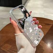 Elegante y minimalista, esta funda 2 en 1 con espejo y diseño de gatito es ultradelgada y resistente a caídas. Incluye un espejo de vidrio templado y es compatible con los modelos 11 al 16, incluyendo los modelos Plus y Pro. - Blanco - Ver 6