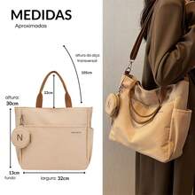 Alwy Women's Tote Bag Crossbody Strap Work College Notebook Laptop Resistant Adjustable Beach Outing Travel Casual Style Lightweight Mini Purse With Zipper - Màu Khaki - Xem 7