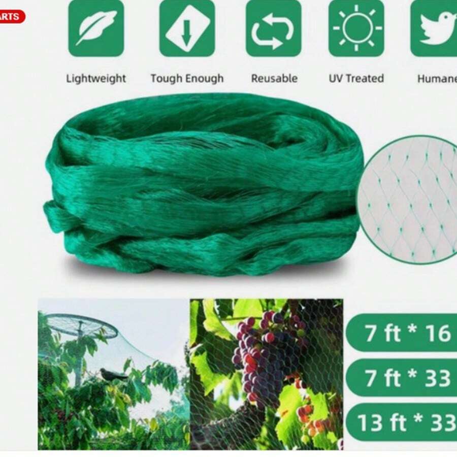 33FT Anti Bird Netting Pond Net Protection Tree Crops Plants Fruits Garden Mesh - Green - View 1