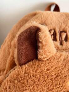 1 件蓬松柔软的可爱水豚背包。轻便时尚的斜挎包。便携式个性化单肩包。 - 棕色 - 查看 4