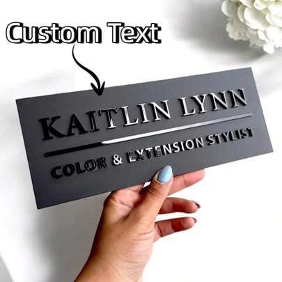 Customized 3D Acrylic Door/Wall Sign Plate, Modern Salon Signage (With Stand), Commercial Signboard, Business Plaque, Spa, Clinic, High Quality, Personalized ,For Family