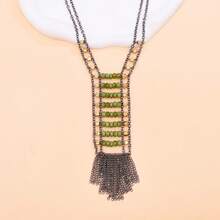 1 Peça Colar Vintage Multicamadas, Colar de Suéter Retrô com Pingente de Borla e Corrente, Design para Mulheres