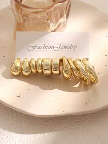 10/20个光滑水滴C形扭链扣螺纹C形耳环，适合女性日常佩戴，是送给朋友和家人的最佳礼物（轻质ABS塑料材质） - 金色 - 查看 9