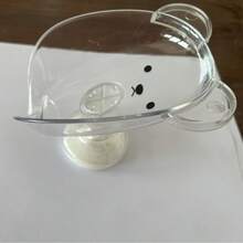 1/2pcs Cartoon Style Soap Dish With Strong Suction Cup - No Drilling Required, Self-Draining Design, V Shape, Clear And Gray, Perfect For Bathroom, Boat, RV, Soap Dish Holder - Multicolor - View 8