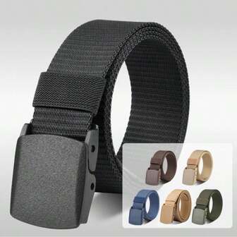 Unisex Hypoallergenic Nylon Belt - Smooth Buckle, Multiple Colors (Black, Gray, Navy, Coffee, Green, Khaki) | Heavy Duty Allergy-Free Belt, Suitable For Casual, Formal, Outdoor And Daily Wear | Durable & Comfortable Unisex Belt | Suitable For School, Work, Travel, Sports, Christmas, Halloween Gifts | Square Buckle, Easy To Clean, Multiple Colors Fit All Light Skin Tones, Plus Size Belt