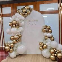 27/54个香槟金哑光白金亮片气球，搭配丝带，适用于订婚、单身派对、新娘、单身汉、婚礼、浪漫派对、生日装饰 | 打造梦幻拍照背景 | 拱门和背景解决方案 | 轻松营造高端婚礼氛围，品质卓越，持久漂浮 - 白金 - 查看 8