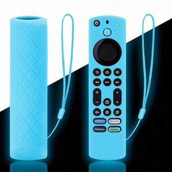 1 pieza Funda luminosa de silicona para control remoto, adecuada para Firestick 4K Max//Insignia/Pioneer/Omni Series Alexa Voice Luminous Remote Control Protective Cover, con cordón