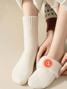1/3 Pairs Wool Blend Socks, Warm Thickened Mid-Calf Socks For Men & Women, Autumn/Winter