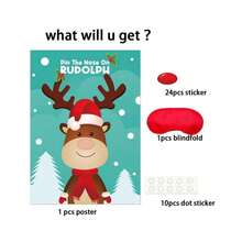 36 piezas/set, Juego de fiesta de Navidad Pega la nariz al reno para póster de fiesta de Navidad, imprimible en casa, actividades, juego de fiesta de vacaciones con 24 pegatinas de nariz, suministros y recuerdos de fiesta de Navidad para adultos - Multicolor - Ver 6
