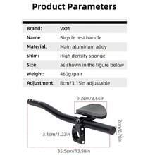 VXM 1 Cặp tay lái xe đạp hợp kim nhôm Aero, Tay lái chia đôi đường dài TT Triathlon, Phụ kiện đạp xe đường trường có tay cầm mở rộng - màu đen - Xem 4