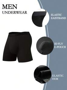 7件套男士纯色长款内裤，休闲弹力平角内裤，舒适弹力平角短裤，运动短裤，男士休闲内裤套装，内裤套装，男士平角内裤，返校内裤，礼品套装，万圣节男友礼物，圣诞礼物 - 彩色 - 查看 3