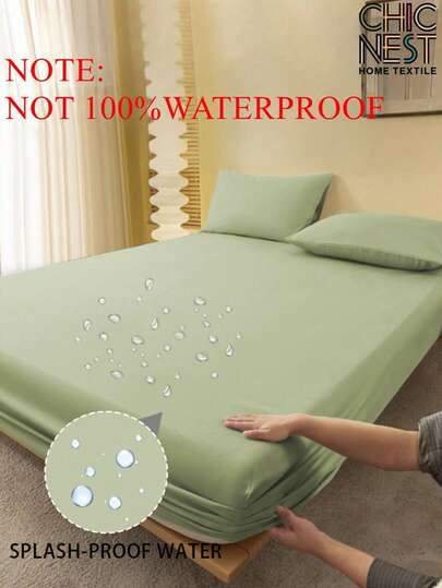 1pc Splash Proof Water Plain Avocado Green Fitted Sheet, Dustproof Dirtyproof Mattress Protector, Mattress Cover For Bed, Bed Sheet, Soft And Breathable, For All Size Bed -Twin, Full, King, Queen Size Sheet Deep Pocket Up To 11.8 Inch Sheet Bedspread Breathable Wrinkle-Free Better For Sleep, Machine Washable Dormitory Guest Room Back School Sheet