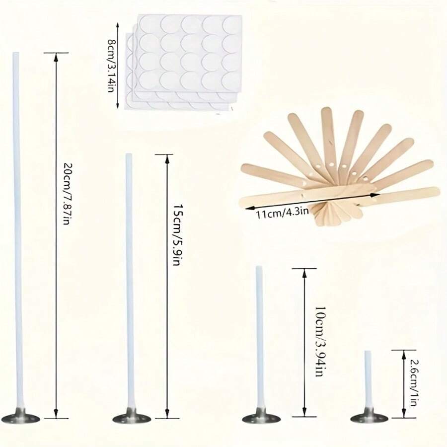 310/510 Stücke Kerzen-Herstellungs-Set, 1"/3,94"/6"/8" Kerzen, 10 Kerzenhalter und 100 Kerzen-Etiketten-Aufkleber, für Säulenkerzen und Kerzen-DIY - Weiss - Übersicht 1