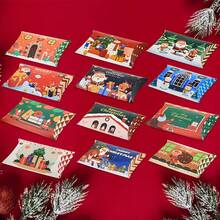 48PCS Christmas Pillow Boxes Small Gifts Boxes Christmas Gift Card Holders Bulk 12 Designs Xmas Gift Boxes Decorative Paper Container For Gift Jewelry Xmas Party Favors