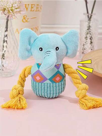 قطعة واحدة دمية فيل ناعمة مزودة بصوت "صوت البط" - لعبة كلب صوتية | لعبة راحة عاطفية ، ناعمة ومهدئة لجميع الحيوانات الأليفة | قطعة ترفيه ذاتي للكلاب لتخفيف الملل ، تدريب تفاعلي ، قضم الأسنان والتنظيف ، رفيق ومصدر ترفيه للحيوانات الأليفة ، مناسبة لجميع أنواع الكلاب الصغيرة والمتوسطة | موصى به من قبل أصحاب الحيوانات الأليفة كرفيق محبوب