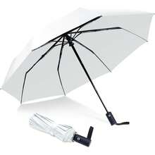 NPCQUN Travel Essentials - Paraguas resistente al viento, compacto, plegable, automático, fuerte y portátil, resistente al viento, plegable pequeño paraguas para lluvia - Flor amarillo - Ver 1
