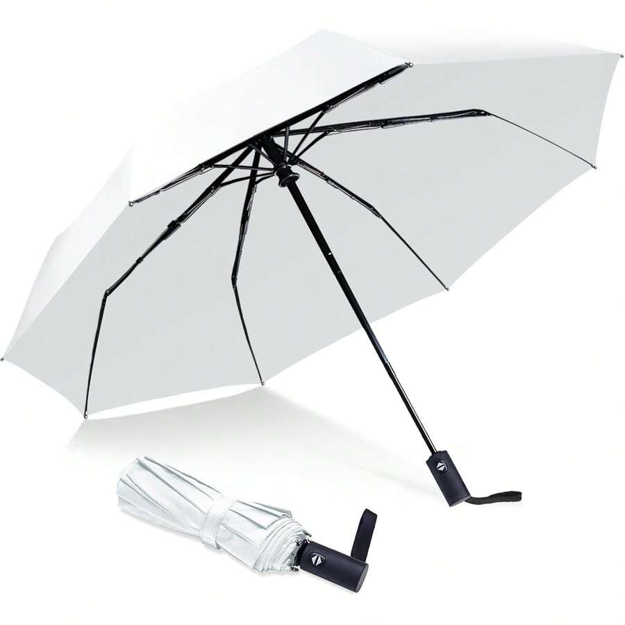 NPCQUN Travel Essentials - Paraguas resistente al viento, compacto, plegable, automático, fuerte y portátil, resistente al viento, plegable pequeño paraguas para lluvia - Flor amarillo - Ver 1