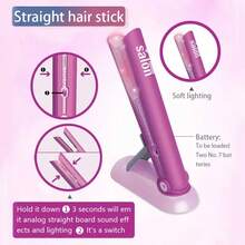 Kids Pretend Play Hairstyling Toy Set - Blow Dryer & Straightener, Girls Beauty Salon Makeup Dress Up Princess Accessories Gift Toys