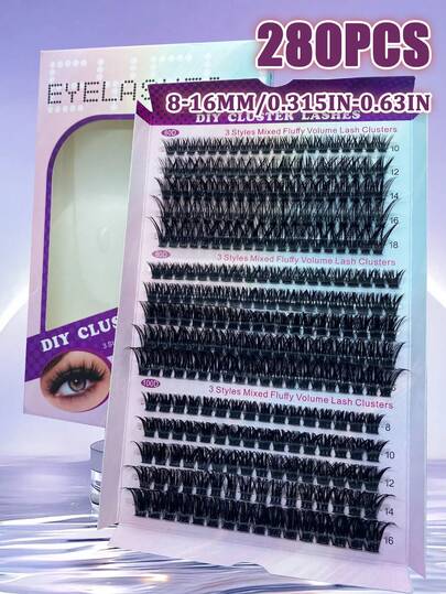 640pcs Eyelash Extension Kit, DIY Eyelash Extension Kit Single Eyelash Cluster D Curl, Eyelash Cluster With Eyelash Adhesive, Eyelash Remover And Seal And Eyelash Applicator Brush Tool, Suitable For Self-Grafting At Home, Makeup Multiple Styles (60D-80D-100D)