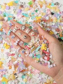 100PCS Hybrid Mini Pendant - Cute Bear, Cat Rabbit And Various Cartoon Characters Suitable For DIY Crafts, Slime Decoration, Scrapbooking, Hairpin, Mobile Phone Case Decoration, Manicure