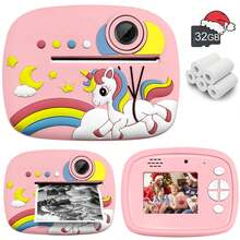 Süße kleine Pony-Formen Sofortbildkamera, 1080P HD Linse Kamera mit Sofortbilddruck, inklusive 5 Rollen Druckpapier und 32GB Speicherkarte, wiederaufladbarer Akku, ideales Geschenk für 3-14 Jahre alte Jungen und Mädchen - Verschiedenfarbig - Übersicht 14