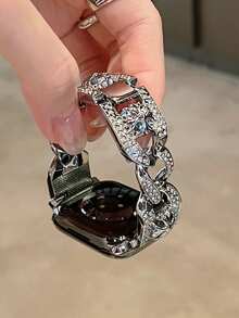 1pc Metal Chain Band, Fashion Blogger Must-Have, Compatible With 40mm, 41mm, 42mm, 44mm, 45mm, 46mm Series, Suitable For Men And Women - Silver - View 9