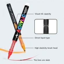 GuangNa 288色丙烯颜料马克笔，软毛笔头，水性墨水，自动上墨系统，无异味，防水，速干，适用于岩石彩绘、画布、木材、鸡蛋和DIY工艺品。 - 彩色 - 查看 7