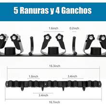 Organizador de Escobas, Colgador de Escobas y Fregonas con 5 Posiciones y 4 Ganchos de Acero Inoxidable, Soporte Escobas Autoadhesivo de Pared, Sujeta Escobas para Garaje, Cocina, Baño - 1 - Ver 3
