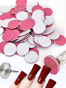 100pcs/Box Colorful Nail File Sanding Discs, Nail Grinding Discs With Bearings, Nail Care Tools, Flat Head Foot Grinding Discs - Multicolor - View 4