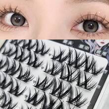 72 Büschel, C-Locken, Länge 9-13mm, Stärke 0,07mm, W-förmige Wimpernbüschel mit großen, dichten Locken, große Kapazität dichte natürliche Locken, segmentierte Einzelbüschel Comic-Augen-Make-up, Nachtclub-Stil