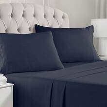 Juego de Sábanas de 4 Piezas de Microfibra Doble Cepillado Matrimonial - Azul - Ver 9