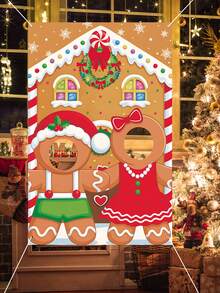 1 件圣诞姜饼照片背景道具，100 * 65 厘米卡通照相亭道具，照相亭道具，圣诞节活动摄影配件，圣诞节的理想礼物 - 彩色 - 查看 7