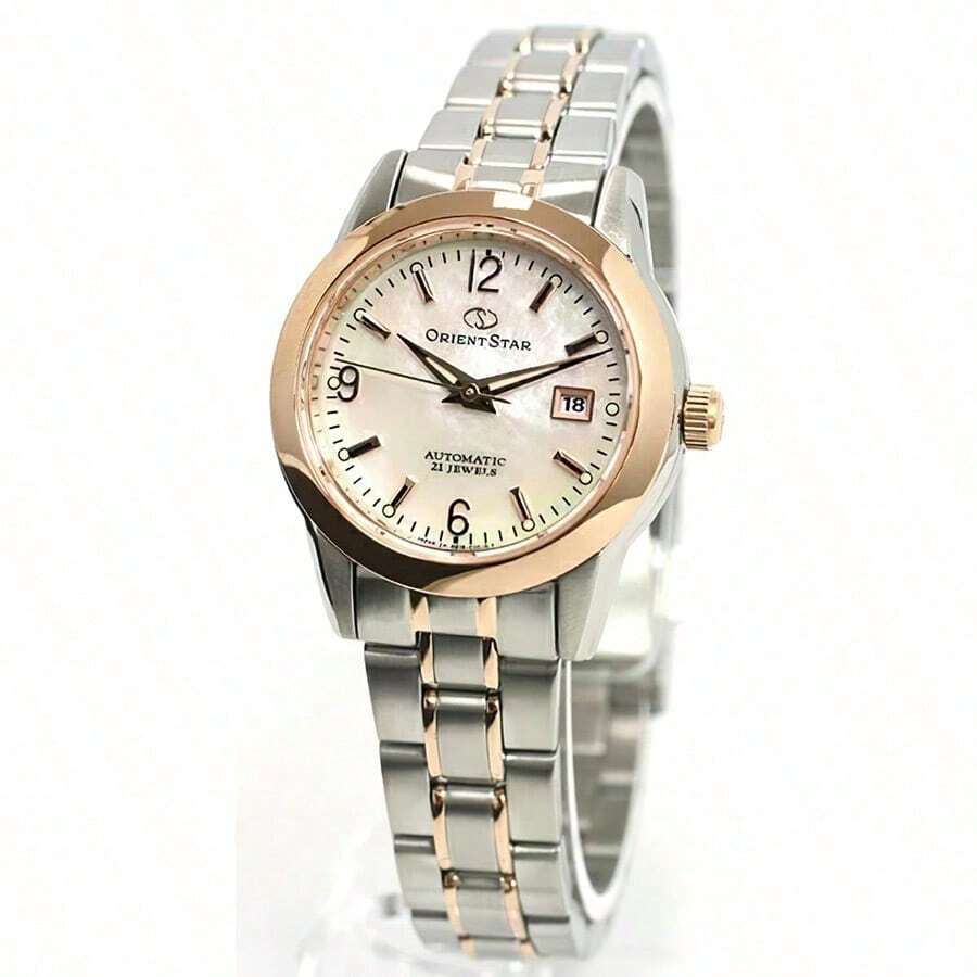 Orient ORIENT Japanese Oriental Double Lion Watch Women's Automatic Mechanical Women's Watch Small Dial Mother-Of-Pearl Oriental Star Watch Mother-Of-Pearl Digital Scale/Gold Steel Band WZ0401NR