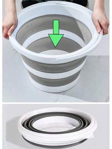 1 Portable Foldable Plastic Silicone Bucket, Foldable Car Wash Basin, Large Capacity Fishing Bucket, Household Water Storage Bucket, Home Bathroom Decoration For Summer