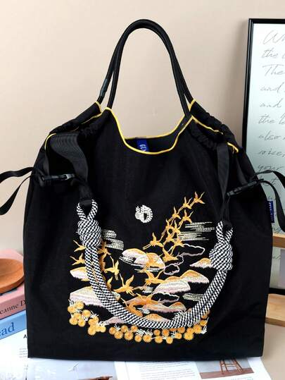 1 Stück Taube bestickte wasserdichte Nylon Tragetasche, modisch für Reisen, Einkaufen, Arbeit, Damen Schultertasche, waschbare Umhängetasche