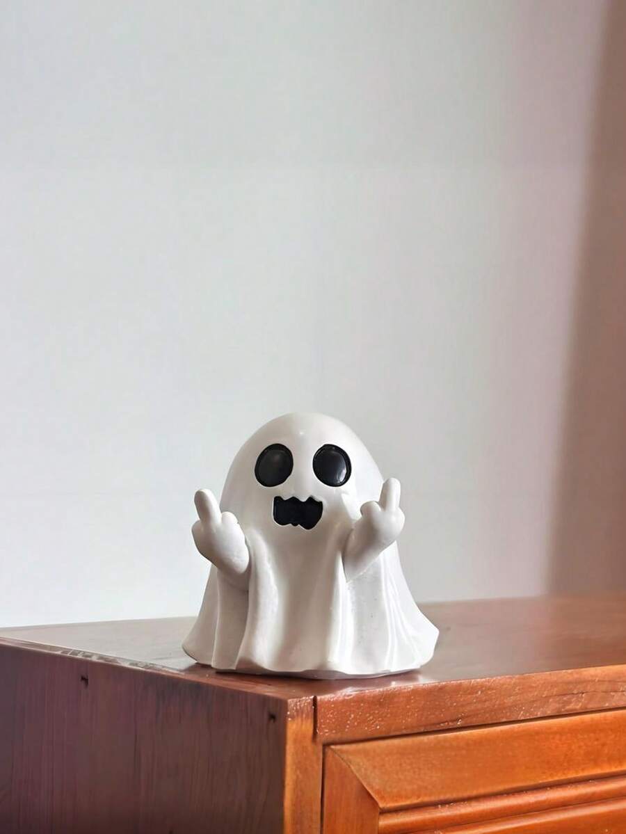 粗鲁情绪鬼魂桌面装饰，万圣节和圣诞节的恐怖小雕像，有趣的办公桌配件，独特俏皮的生日同事礼物，大胆的情绪装饰，古怪的家居装饰 - 彩色 - 查看 1