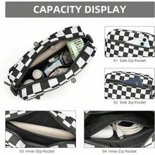 Checkered Crossbody Bag For Men And Women Unisex Small Cute Purses  Shoulder Handbags Wide Strap Small Crossbody Bag With Wide Guitar Strap Camera Purse Shoulder Handbag Satchel - Đen Trắng Kiểm Tra - Xem 5