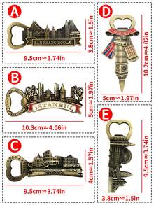 1个3D立体浮雕装饰磁性贴纸，城市地标文化创意金属冰箱贴，独特旅行纪念品 - 彩色 - 查看 10