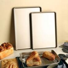 1个不粘碳钢烤盘，商用饼干烤盘，长方形烤盘，适用于蛋糕、糕点、面包 - 耐用且易于清洁 - 彩色 - 查看 3