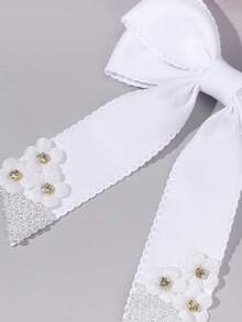 1 pieza Pinza de pelo con lazo de perlas para niñas, pinza de pelo con lazo de perlas en forma de cola de ratón, pinza de pelo con lazo de satén simple en rosa/beige/blanco, accesorio de pelo adorable y elegante para niñas pequeñas/adolescentes, adecuado para uso diario, escuela, fiesta de cumpleaños, decoración de pelo exquisita - Multicolor - Ver 9