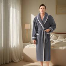 Bata de baño de felpa de nube gruesa de estilo INS nuevo para otoño/invierno, unisex, chal suave y esponjoso, cuello de solapa, pijama de peluche de manga larga para sanar