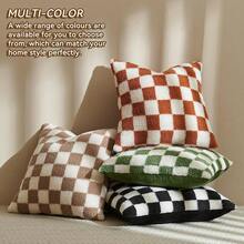 Pack Of 2 Decorative Throw Pillow Covers Checkerboard Luxury Soft Faux Fur Wool Set Cushion Couch Sofa Bedroom 16 X 16-Inch Black, Modern, - Sage Green - 查看 5