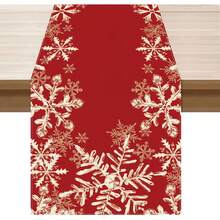 Winter Christmas Red Snowflake Christmas Tablecloth And Placemat Table Decoration For Home Kitchen Dining Holiday Home Decoration Products Multiple Sizes Available - Multicolor - View 15