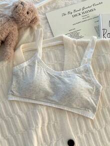 女童纯棉内衣固定杯文胸发育期初中生吊带小背心防凸点高中生女孩中大童短款裹胸运动